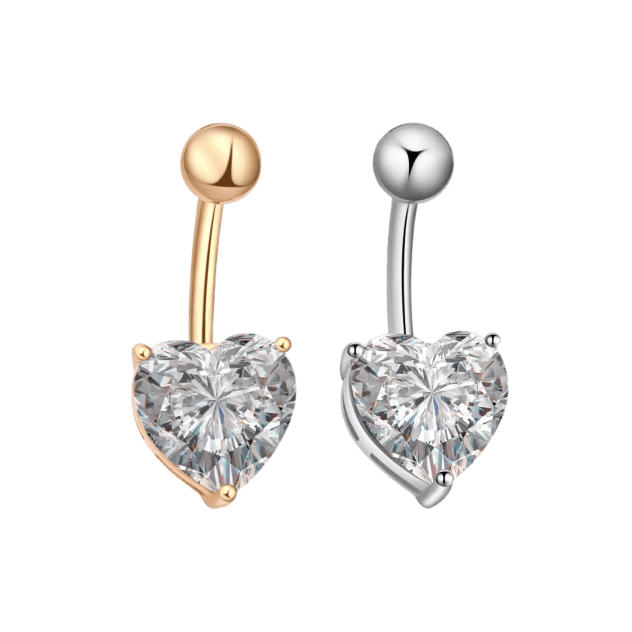 stainless steel belly piercing jewelry heart cz barbell