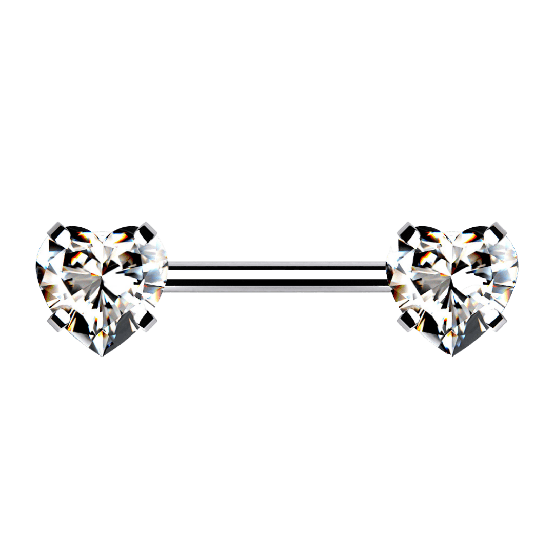 nipple piercing jewelry heart gem threadless straight barbell steel color
