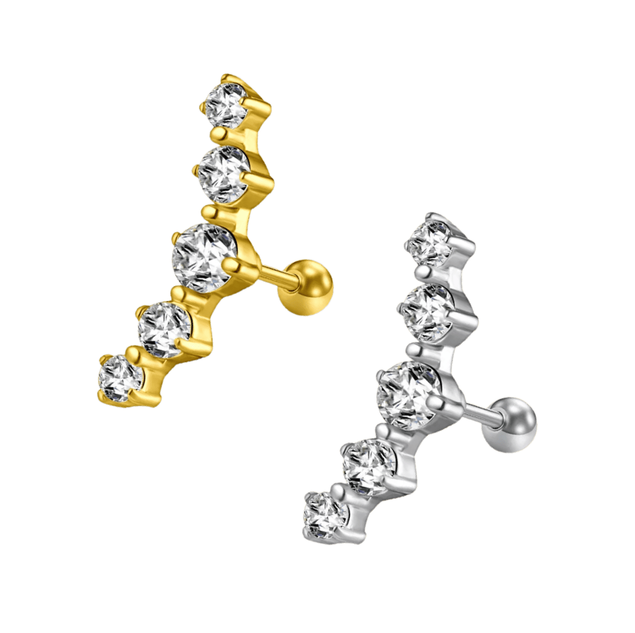 stainless steel helix cluster barbell ear piercing jewelry