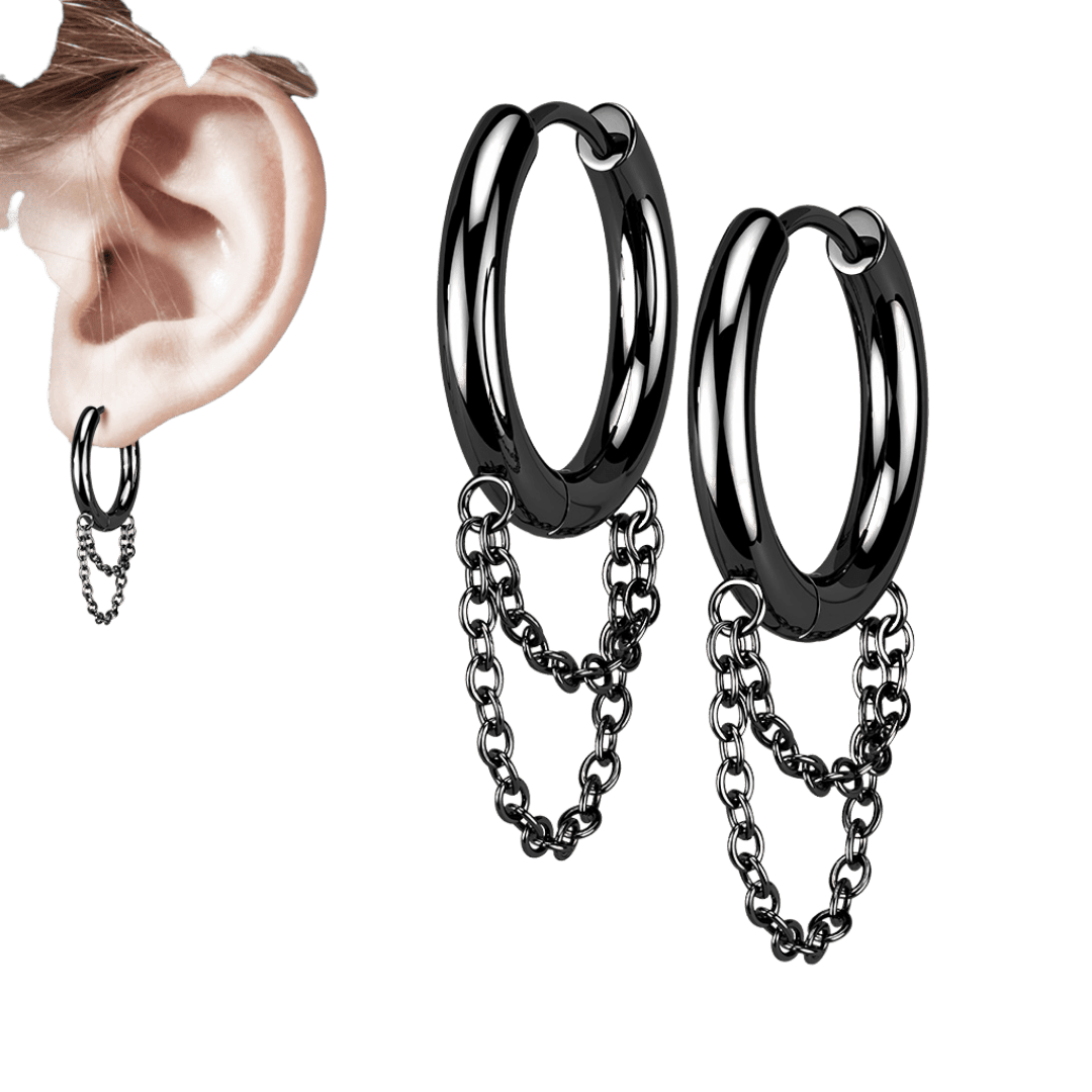black color hoops in chain earring