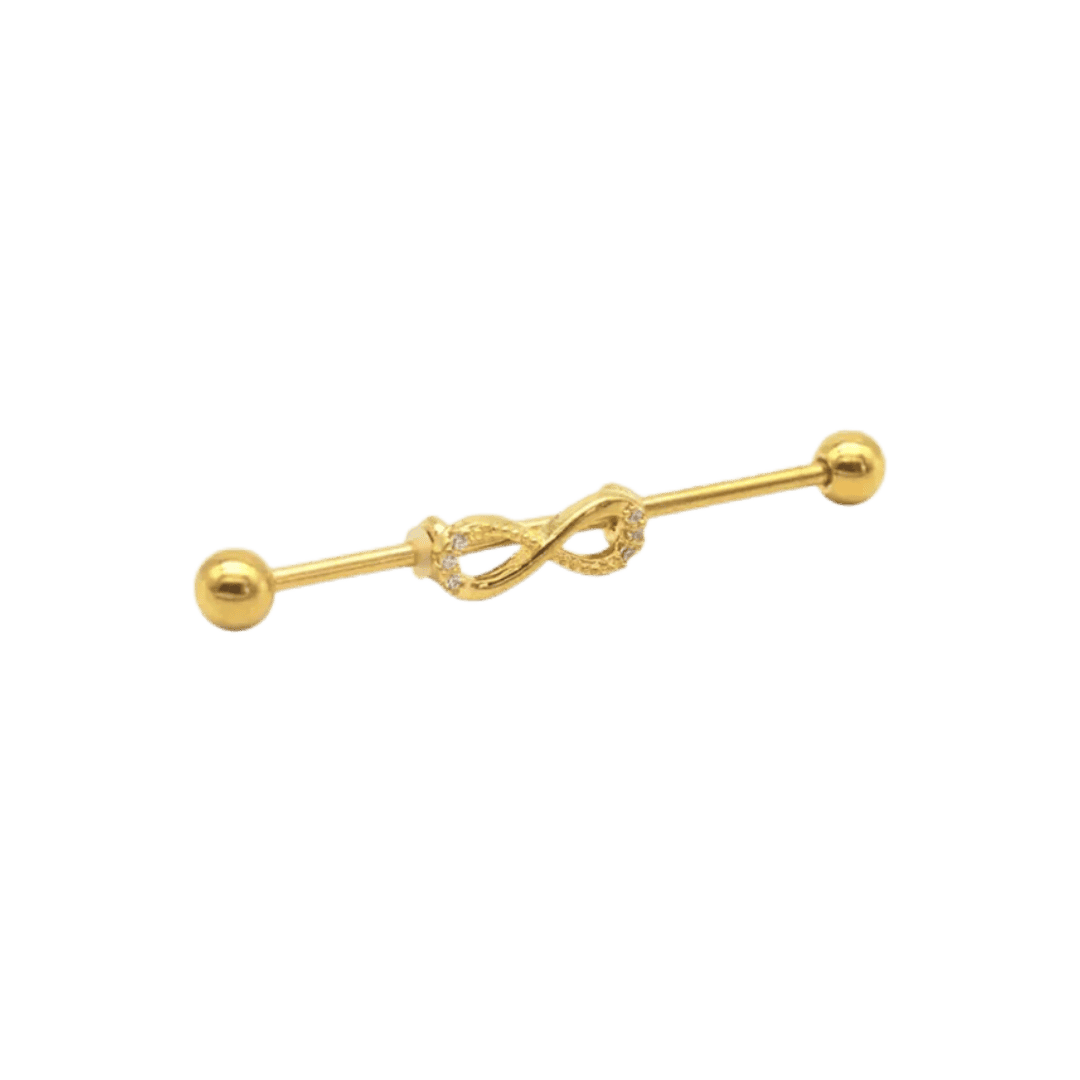 gold color stainless steel infinity industrial barbell jewelry