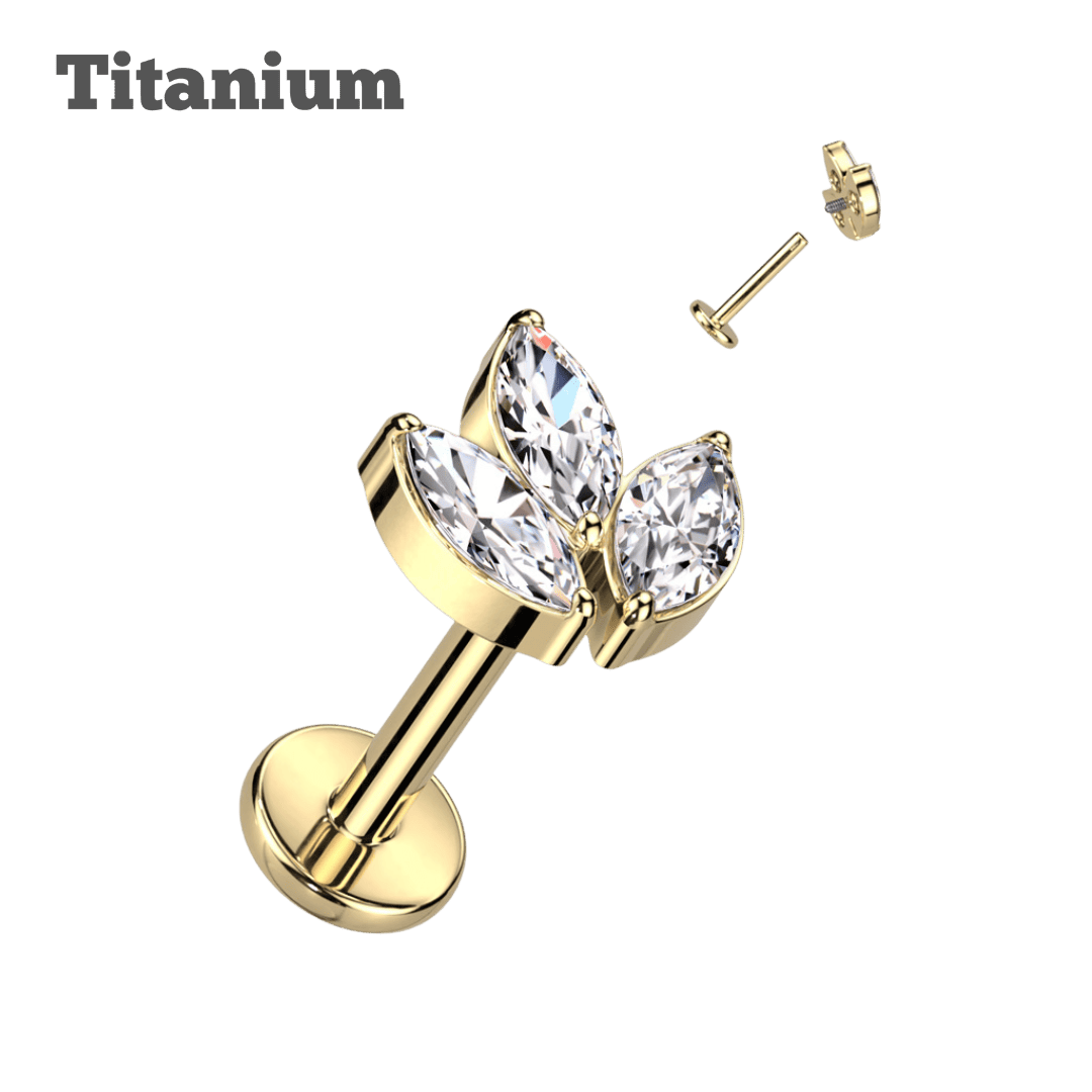 lotus titanium threaded labret gold color earring