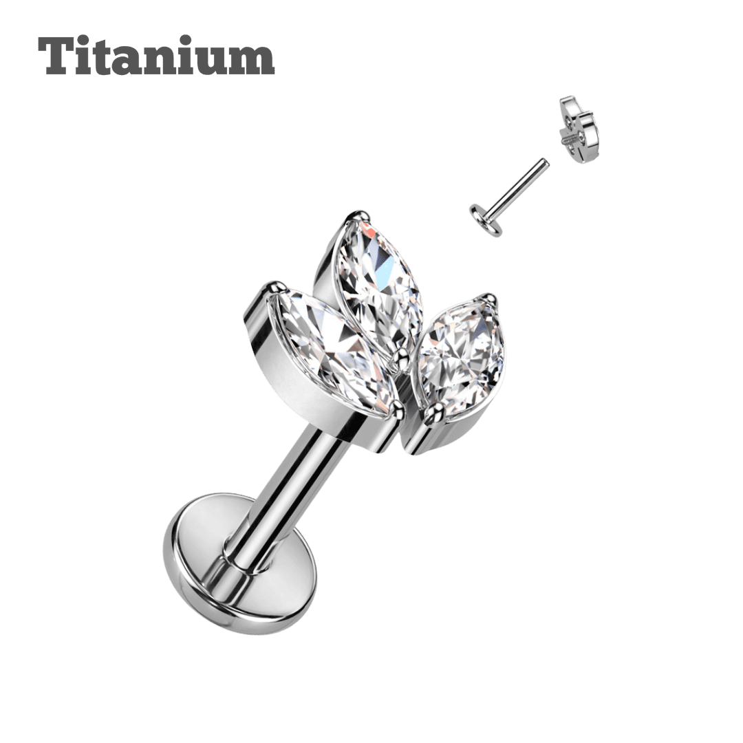 ear piercing jewelry lotus titanium threaded labret steel color