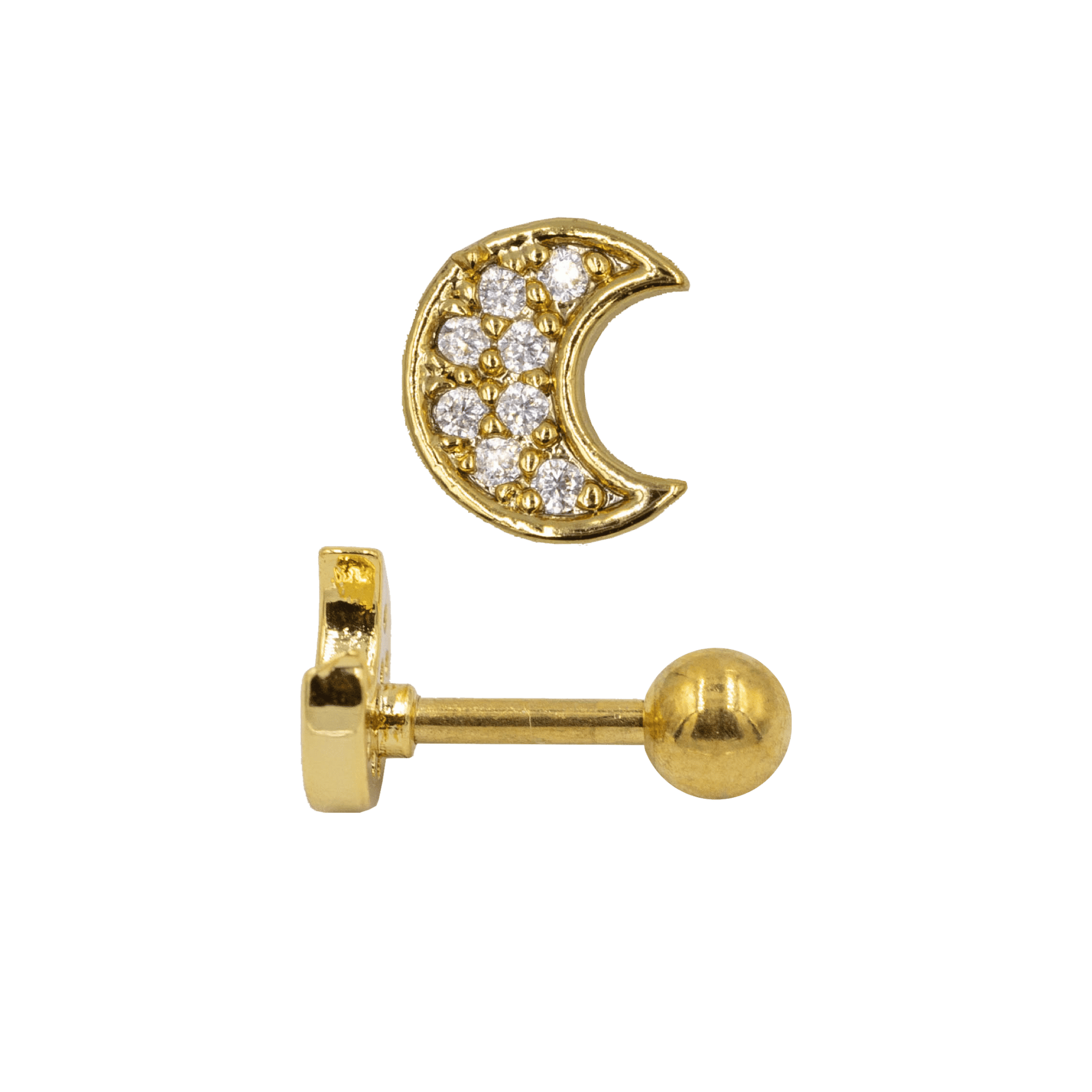 gold color earring lunar barbell