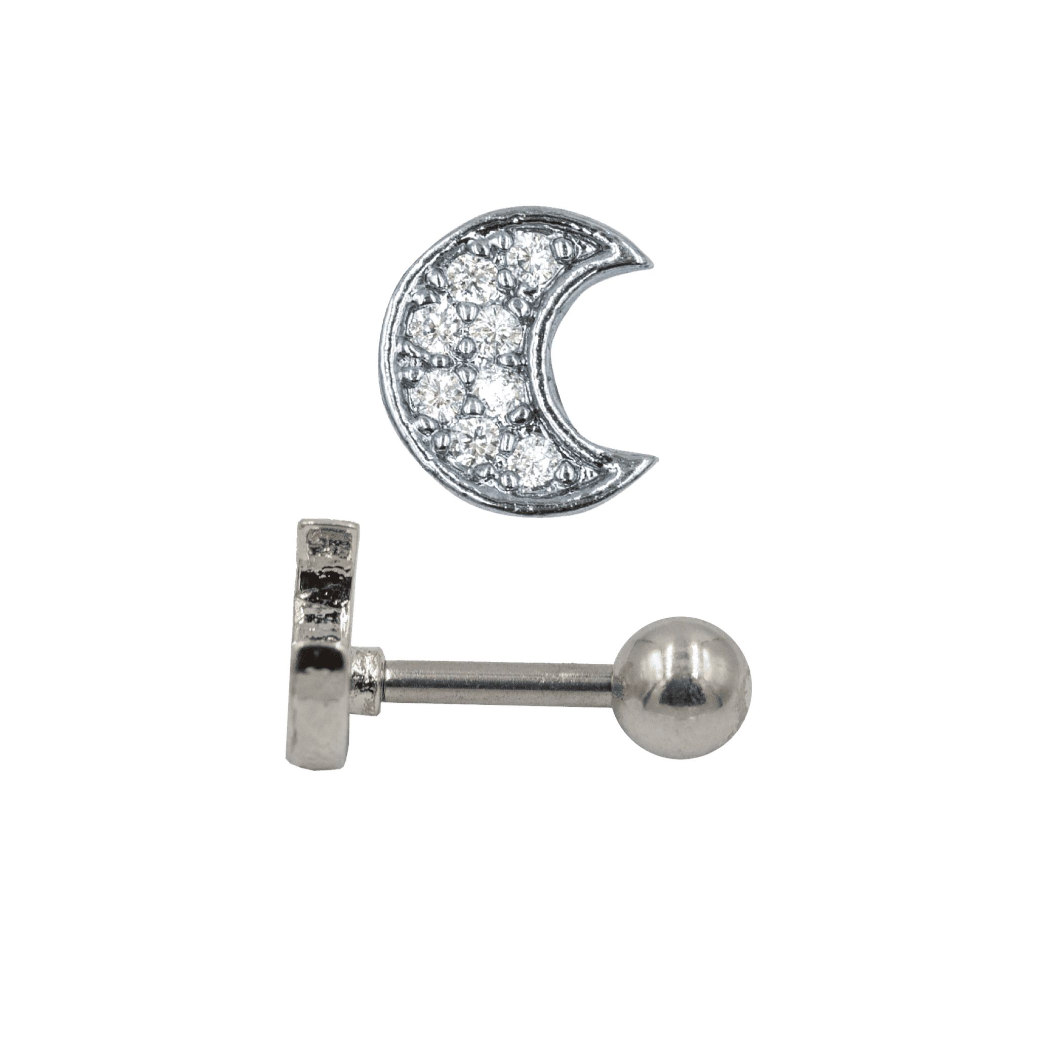 lunar barbell steel color earring