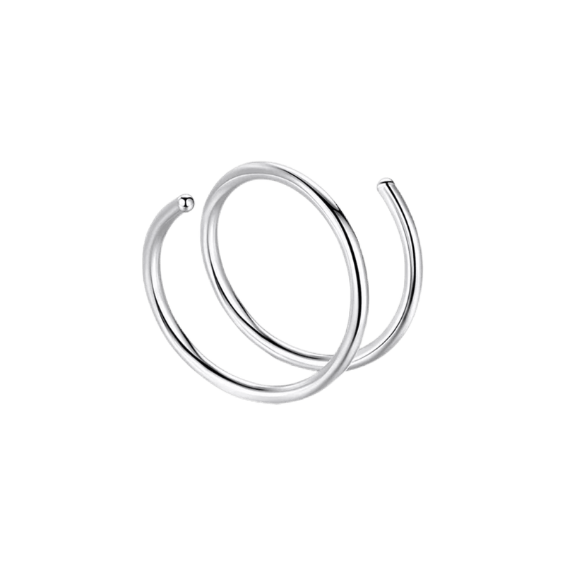 magic double hoop ring type earring steel color earring