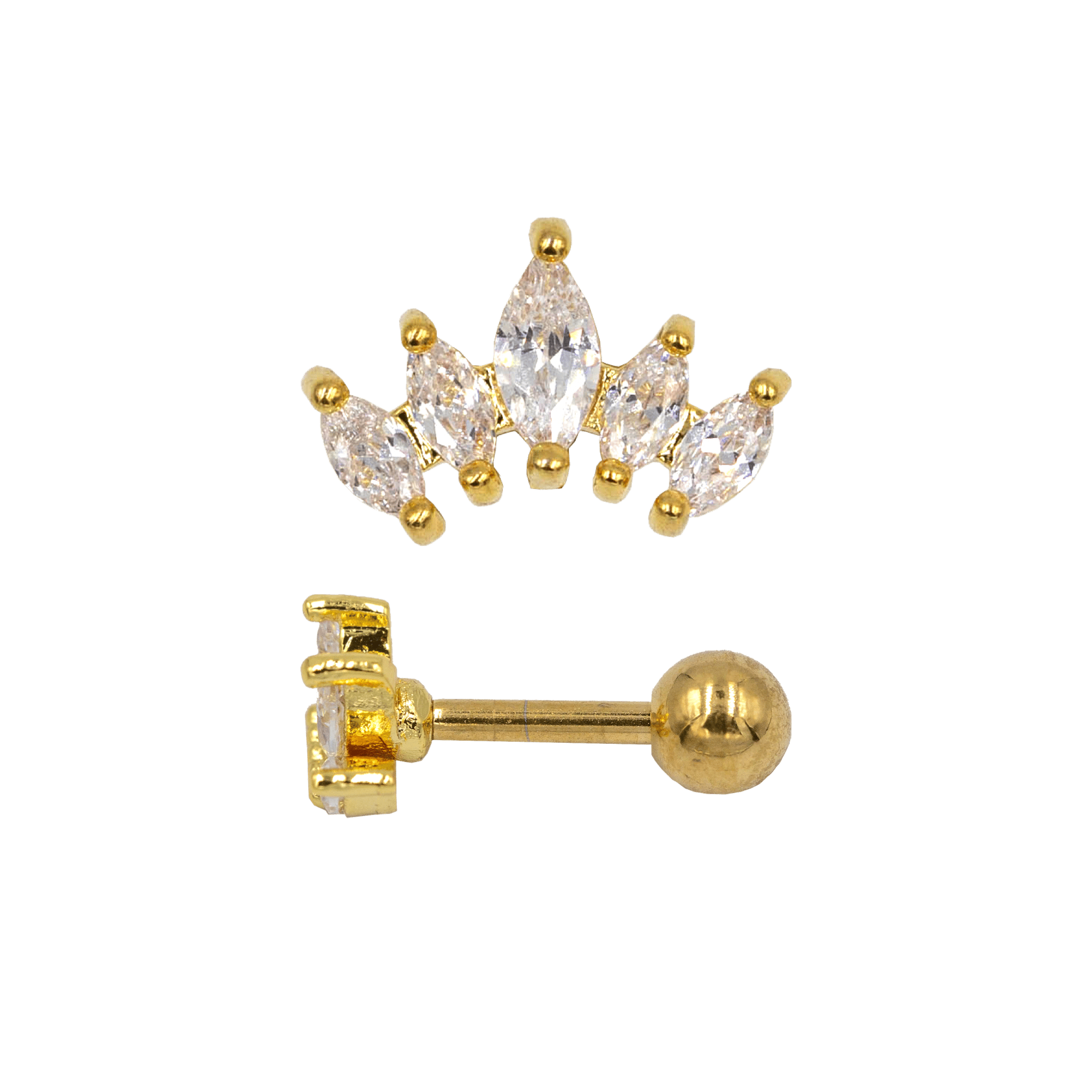 gold color marquis gem cluster earring