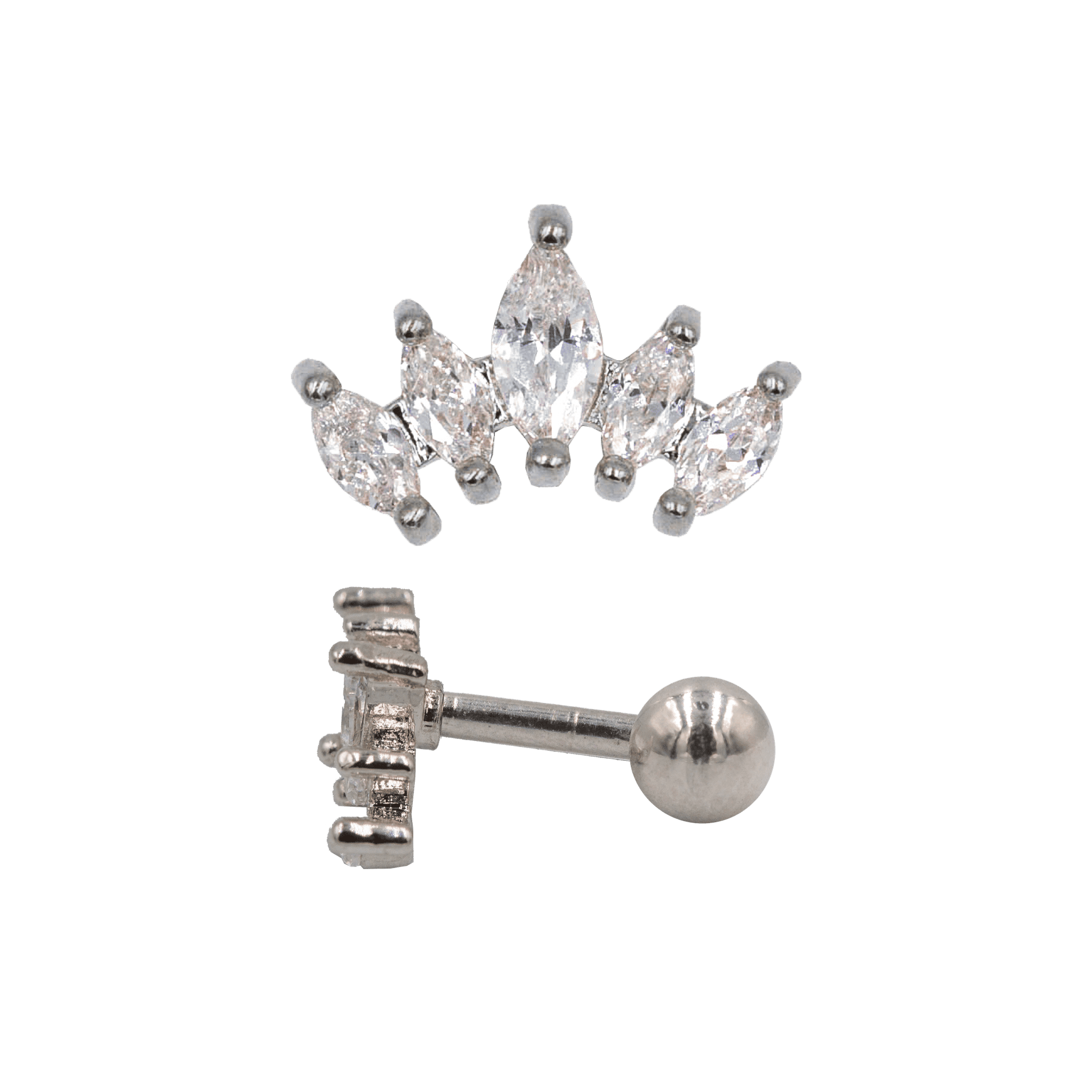 marquis gem cluster steel color earring