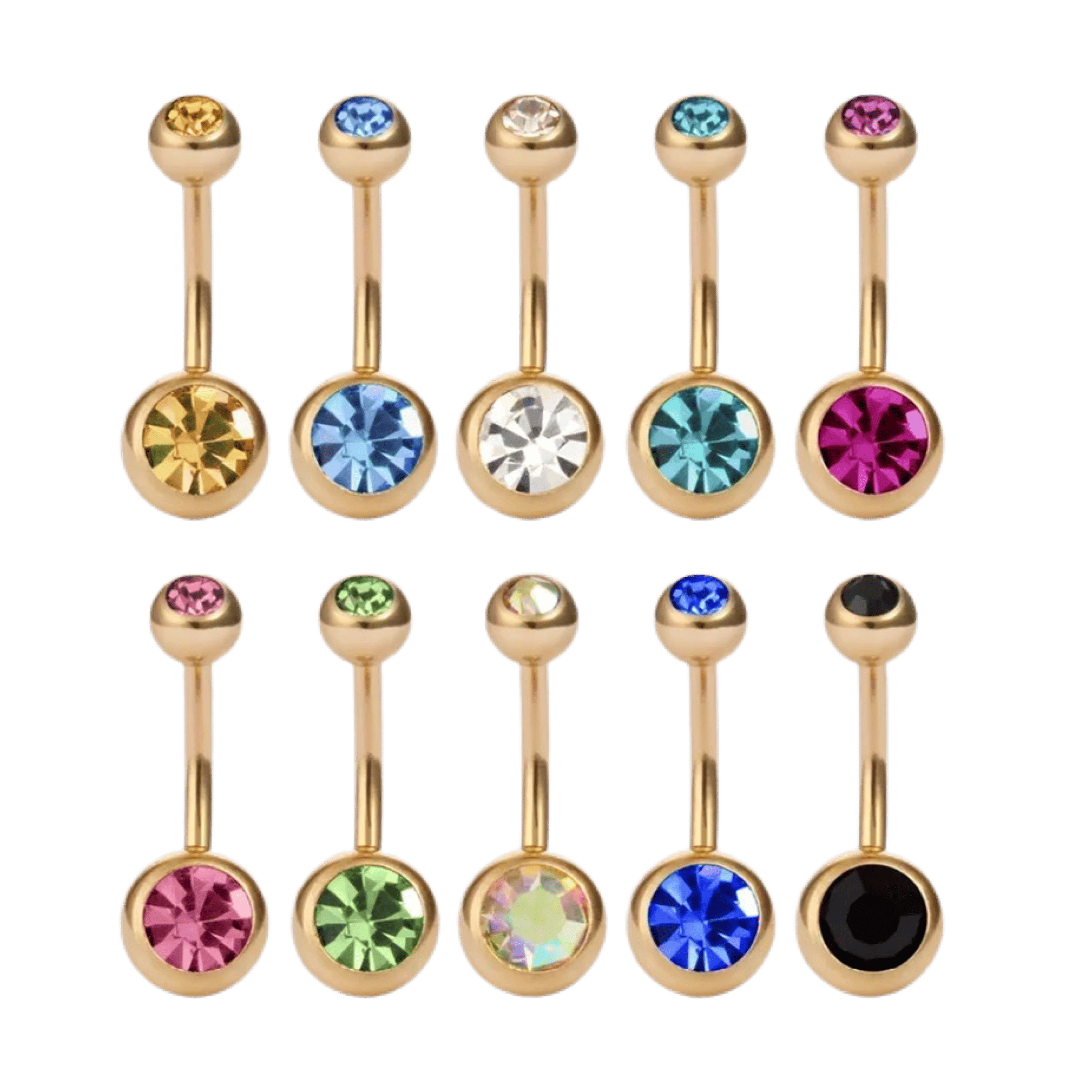 multi color cz belly piercing jewelry