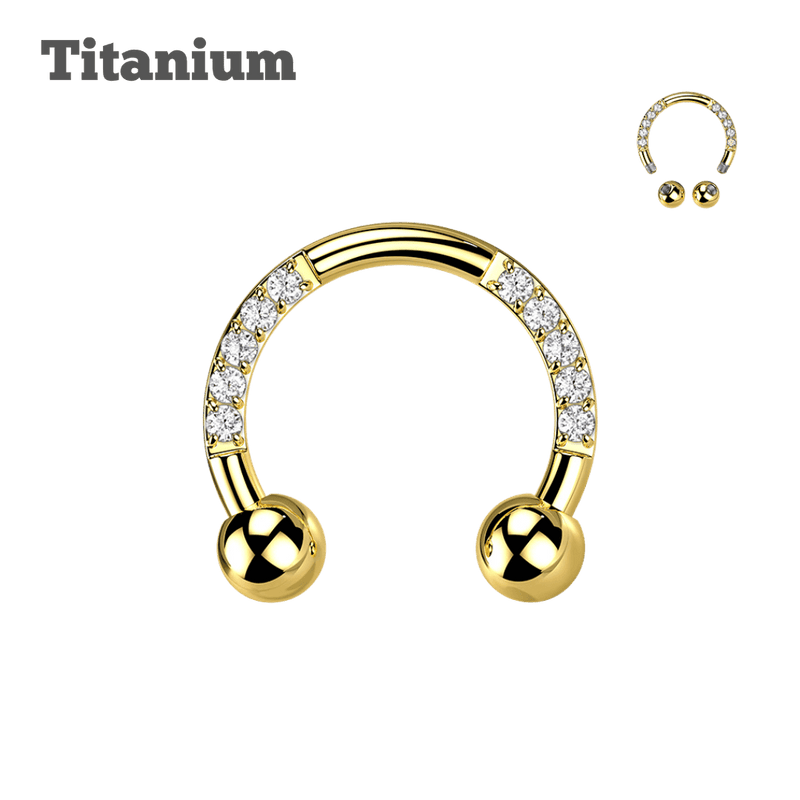 titanium paved horseshoe gold color externally threaded