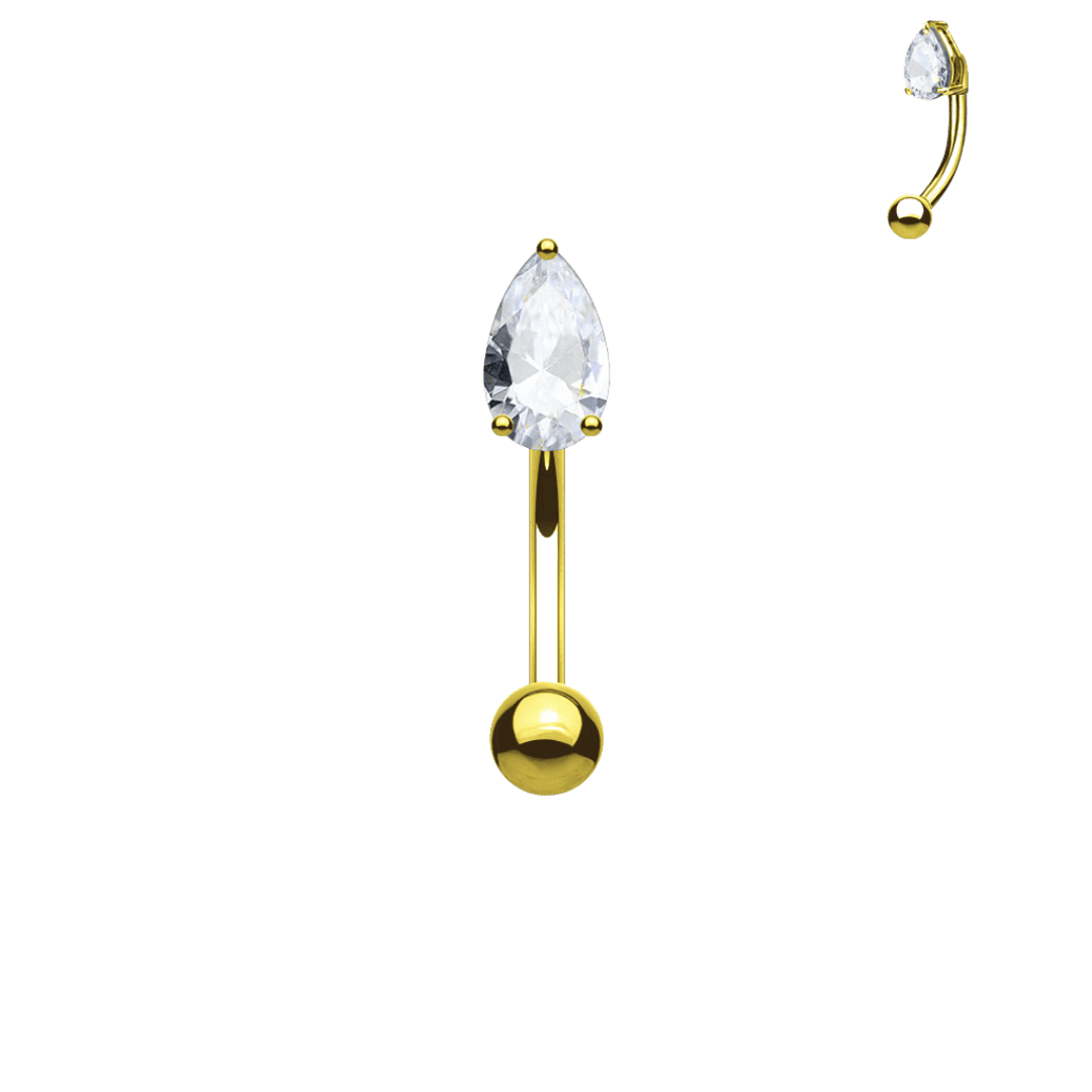 pear gem barbell rook piercing jewelry stainless steel gold color