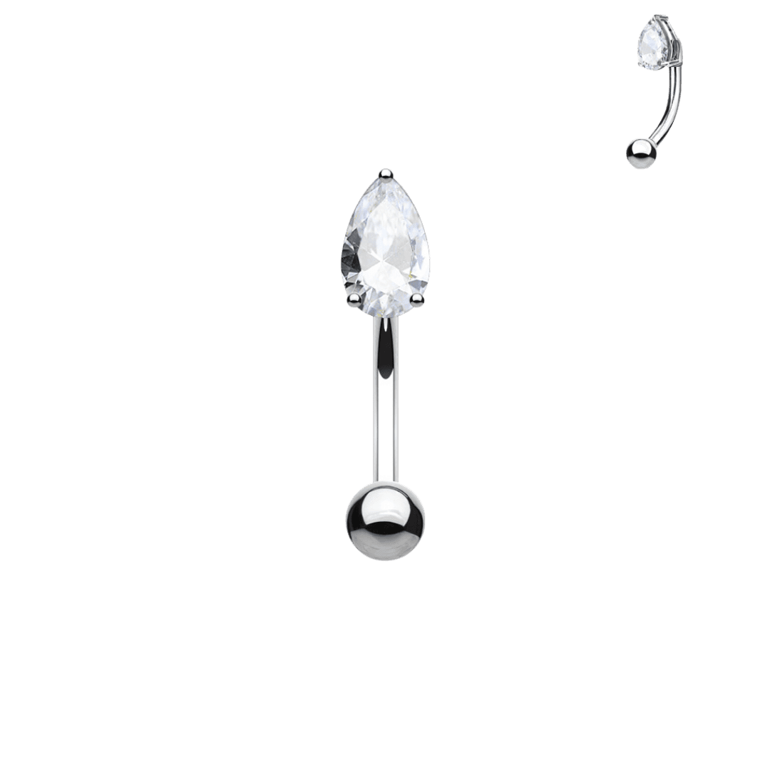 steel color rook piercing jewelry pear gem barbell