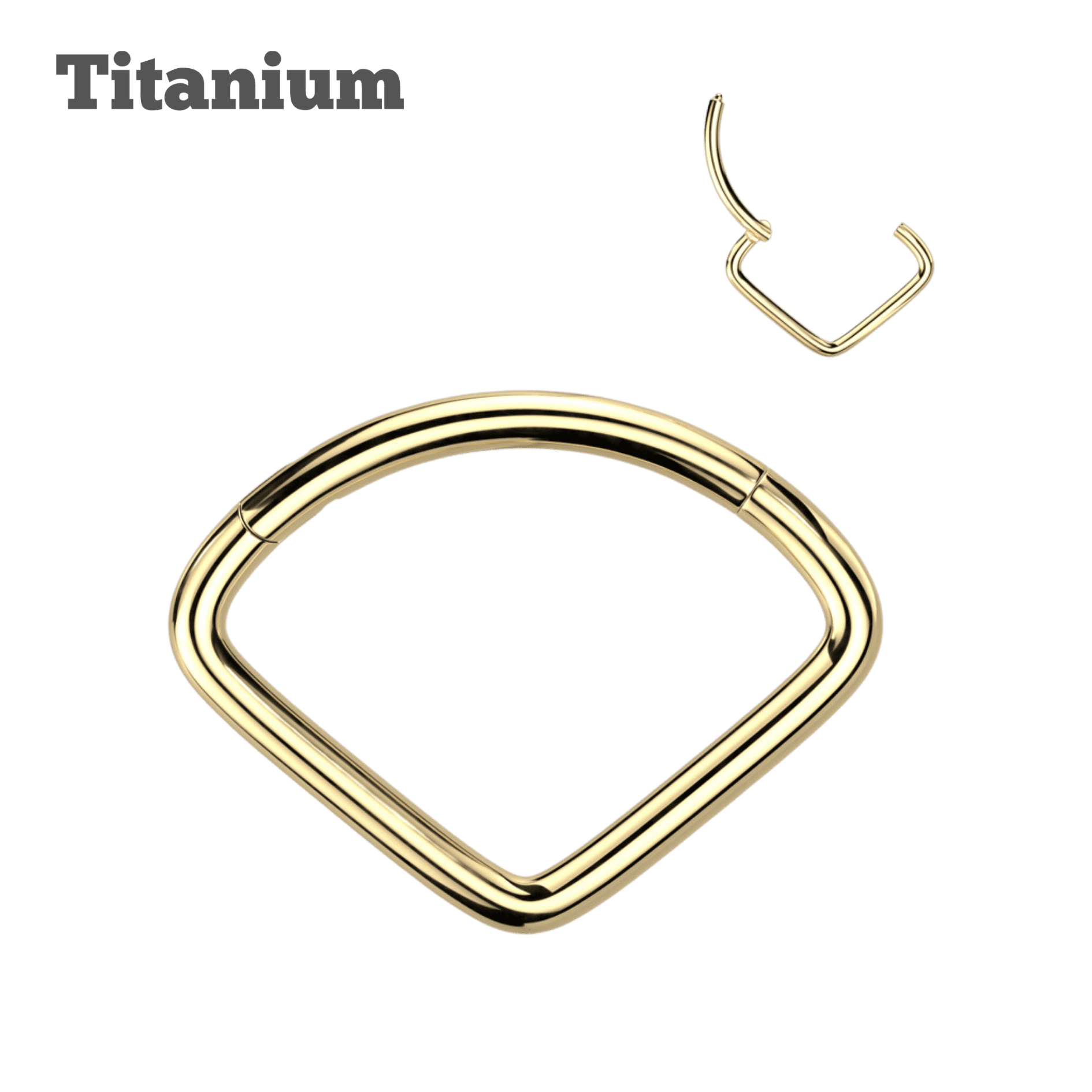 gold color plain angled titanium hinged hoop earring