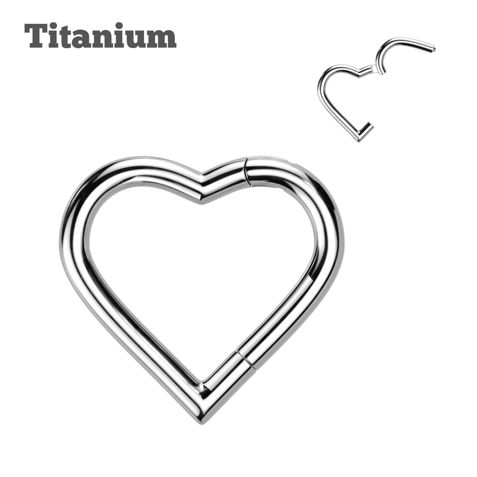 steel color earring plain heart titanium hinged hoop
