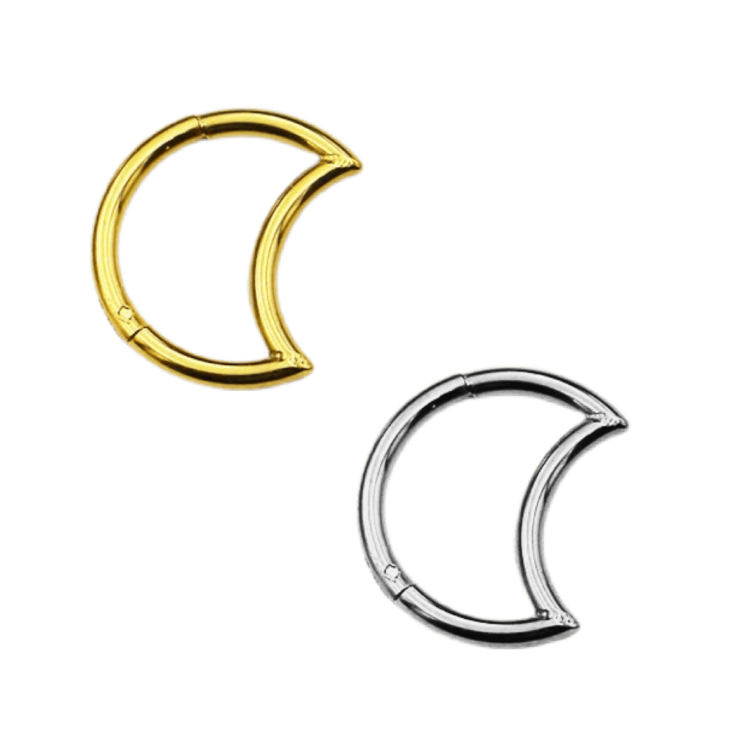 stainless steel plain moon hinged hoop ear piercing jewelry