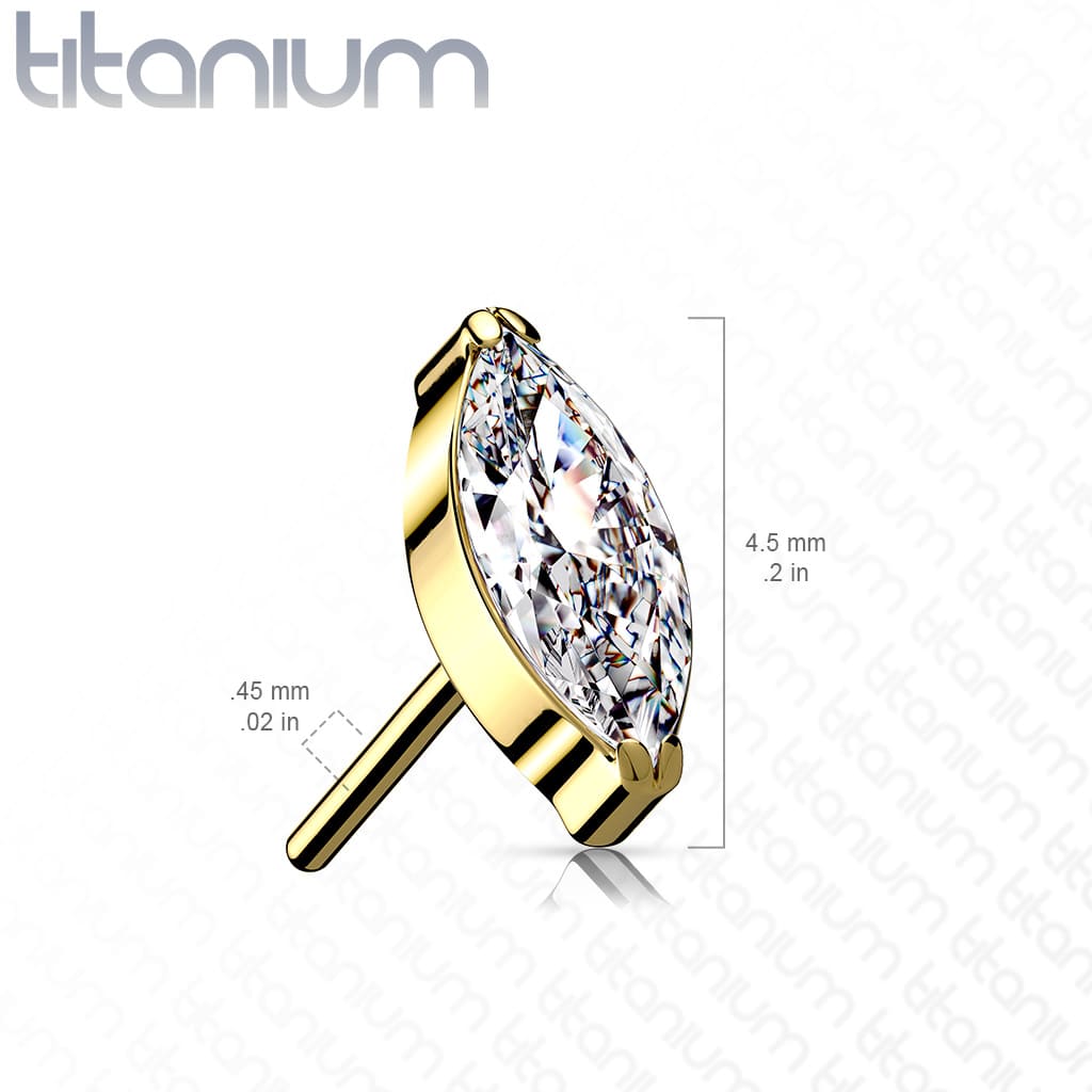 titanium solitaire marquis threadless top size