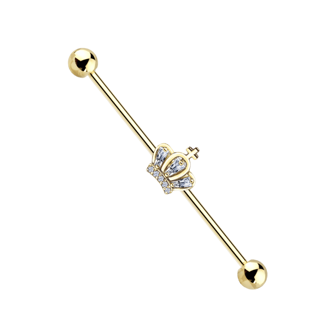 sparkling crown industrial barbell gold color