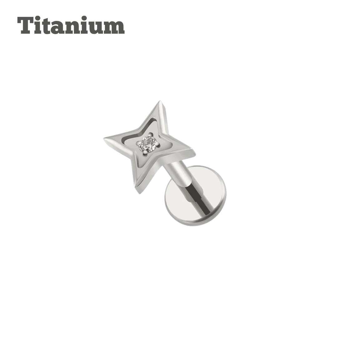 steel color titanium earring starlight threaded labret