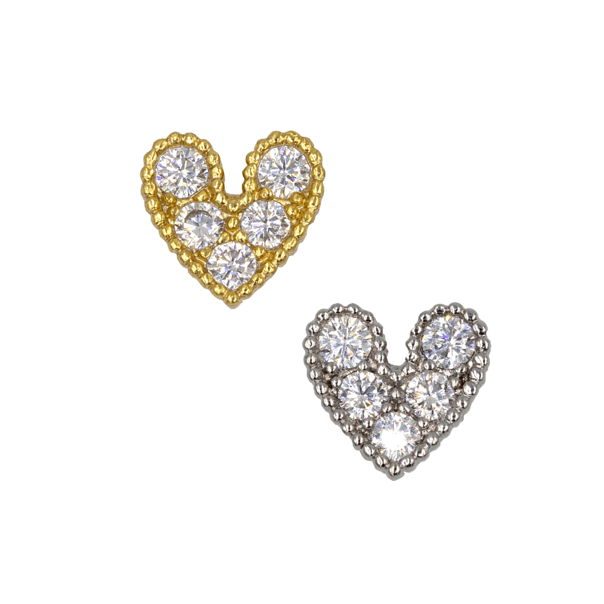 studded heart barbell stainless steel ear piercing jewelry