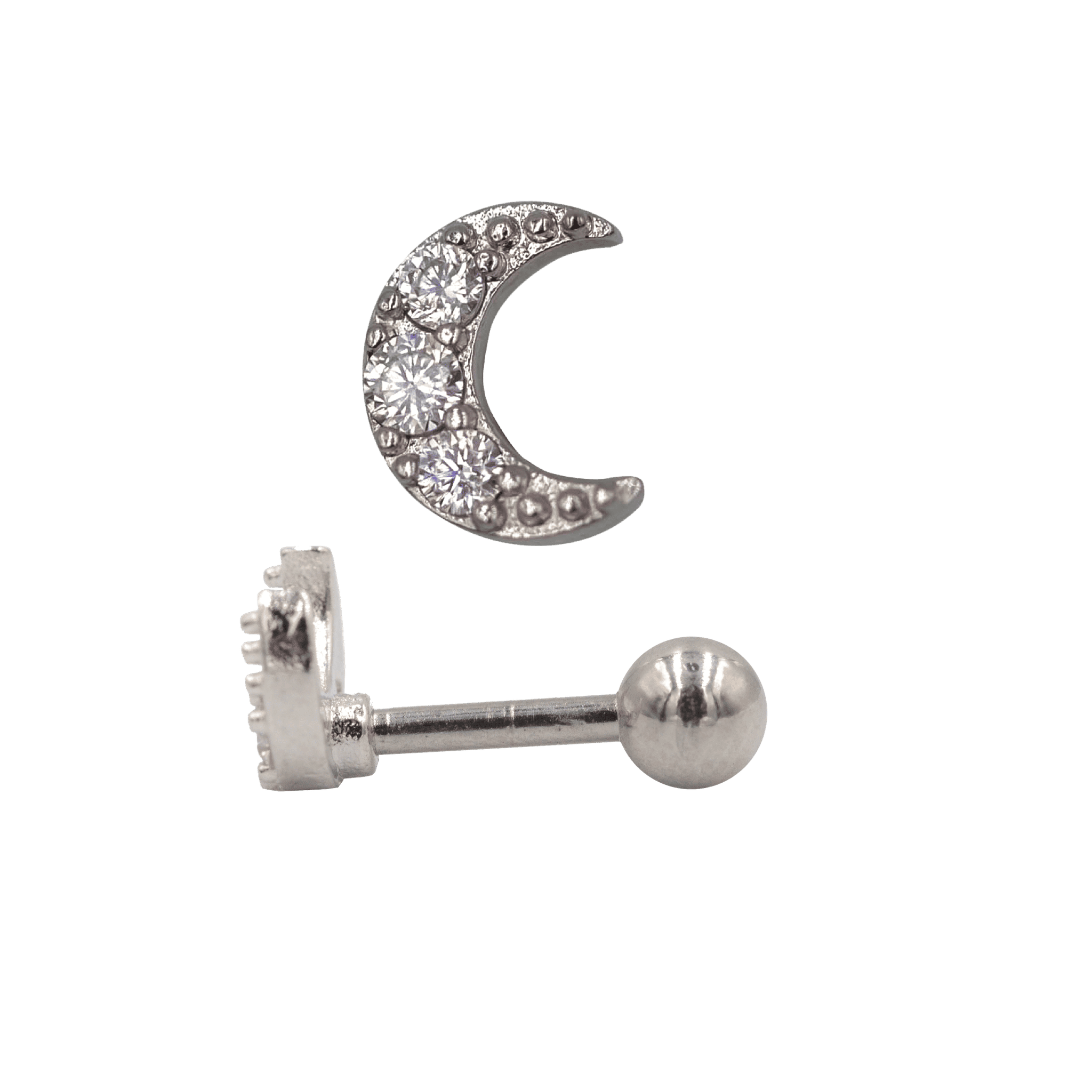 studded moon barbell steel color