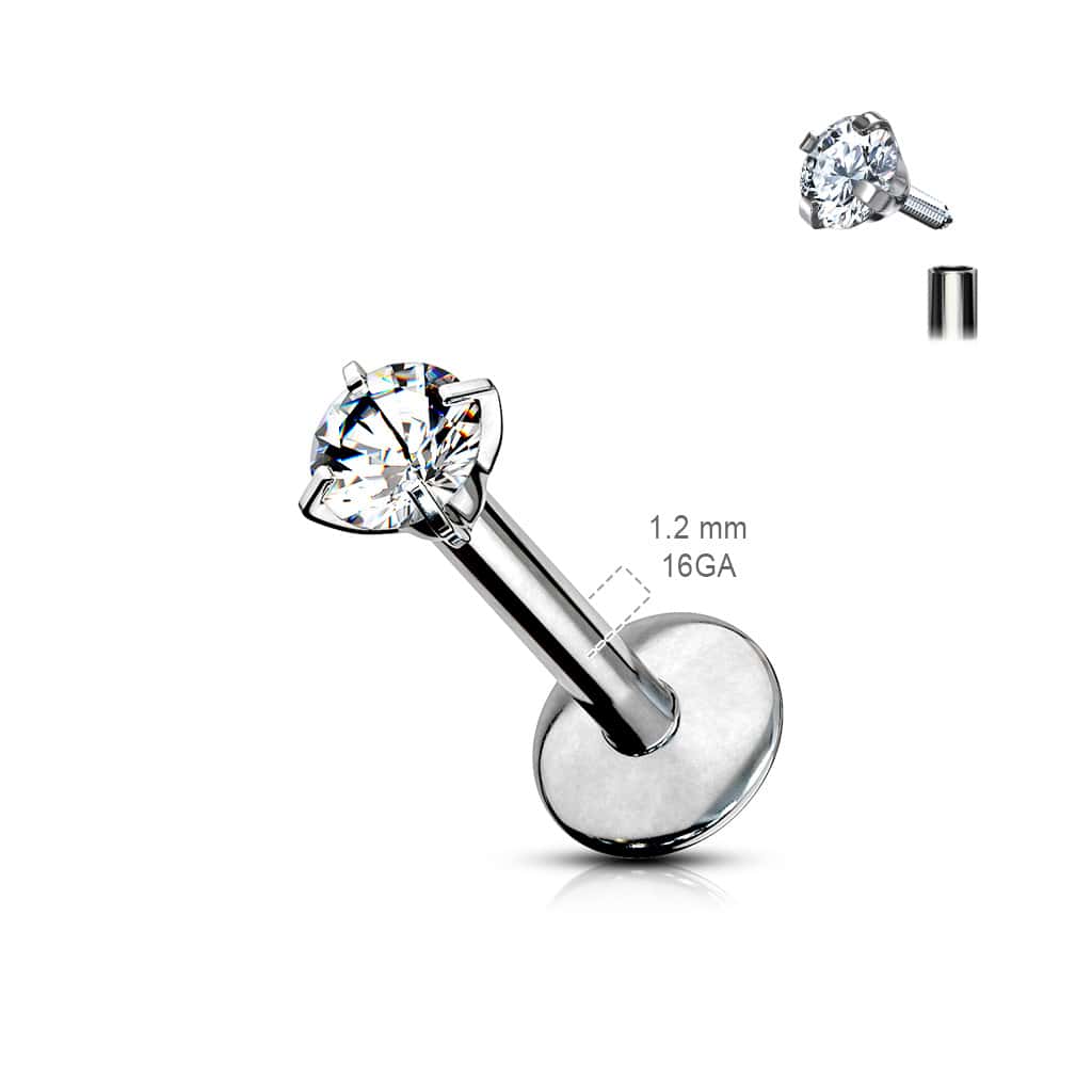 titanium pronged gem internally threaded labret size