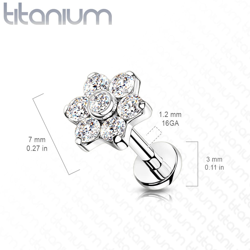 6mm flower titanium labret earring size