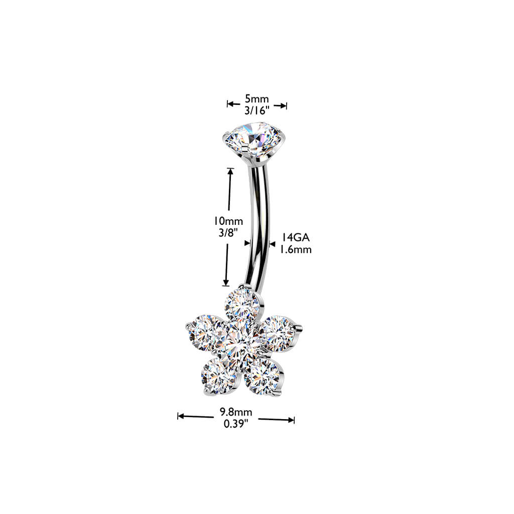 Titanium Flower Gem Belly Barbell