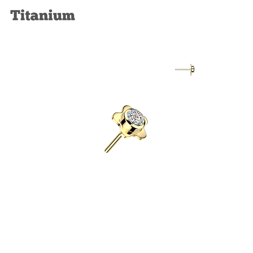 Titanium Flower with Bezeled Gem Threadless Top