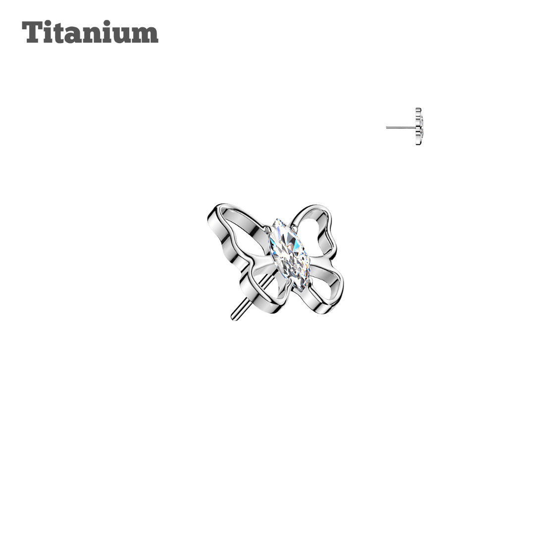 Titanium Hollow Butterfly Marquis Threadless Top