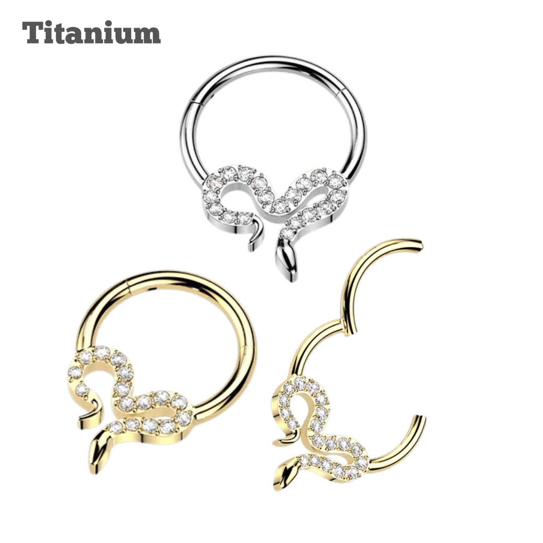 Titanium Paved Slithering Snake Hinged Hoop