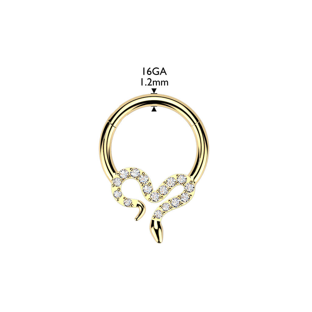 Titanium Paved Slithering Snake Hinged Hoop
