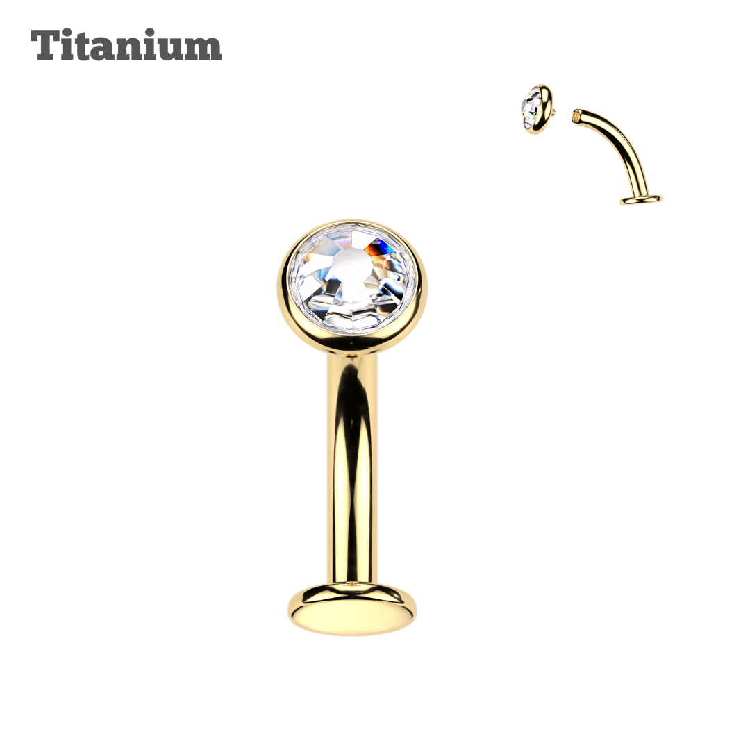 Titanium Reverse Flat Bezeled Gem Belly Barbell