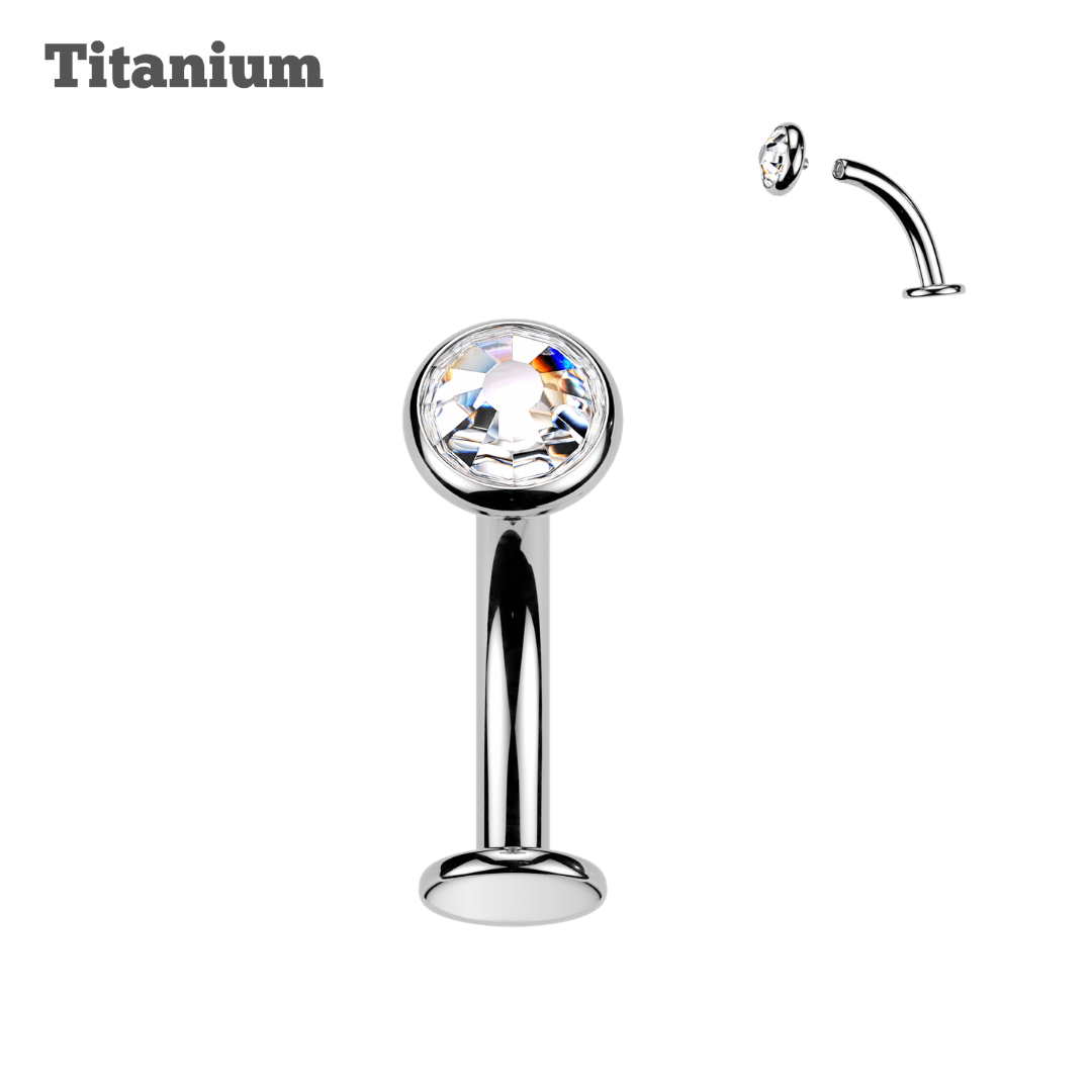 Titanium Reverse Flat Bezeled Gem Belly Barbell
