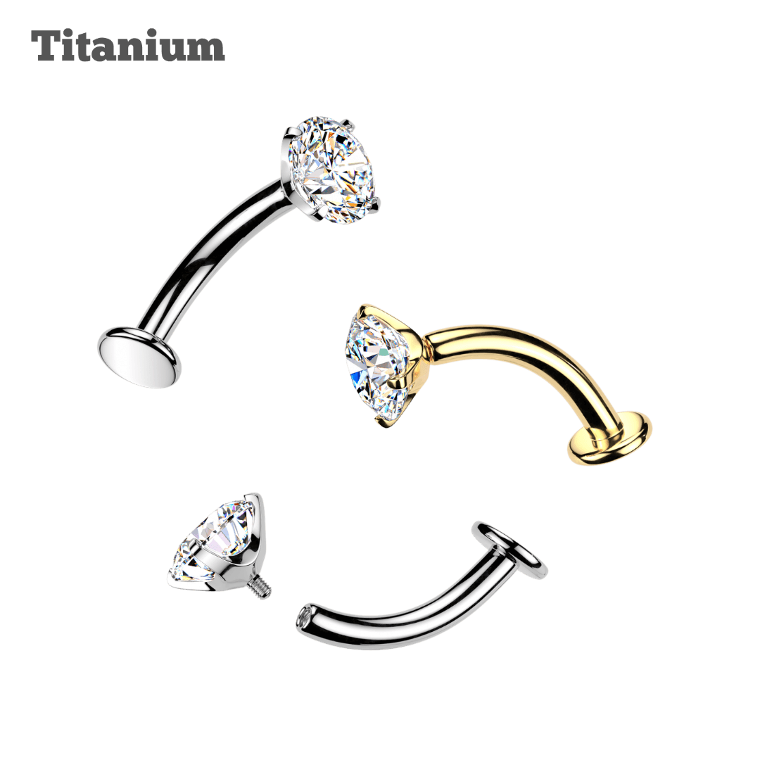 Titanium Reverse Pronged Top Belly Barbell