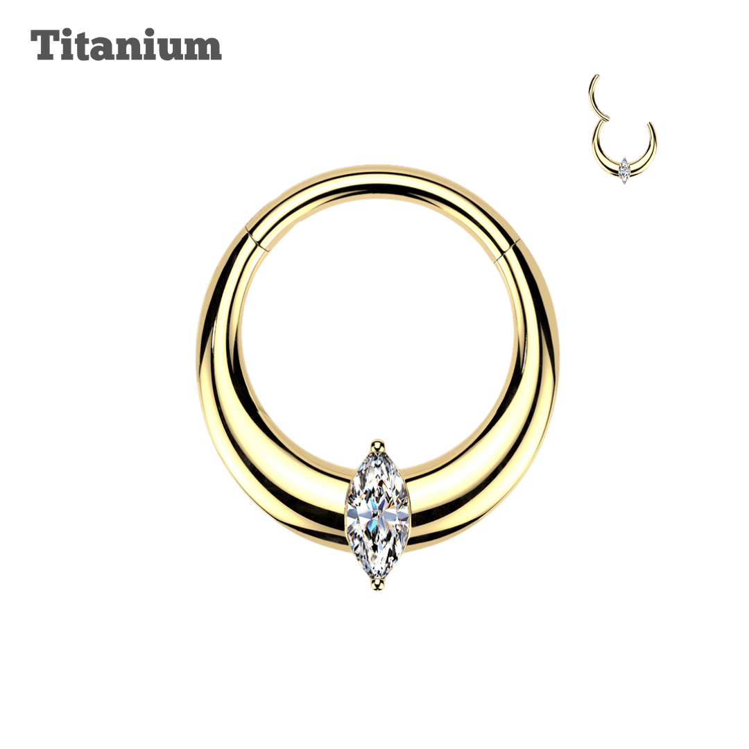 Titanium Single Marquis Hinged Hoop