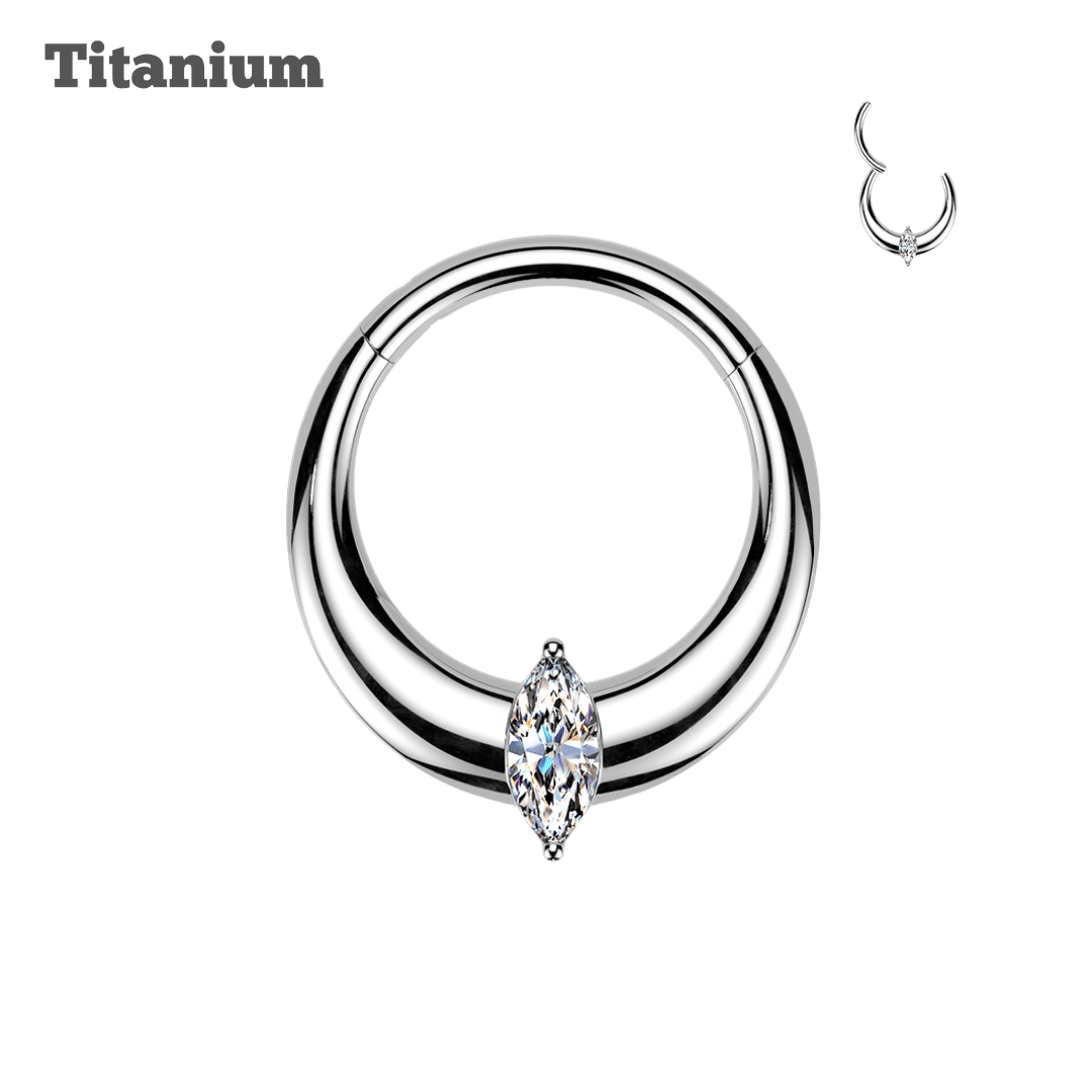 Titanium Single Marquis Hinged Hoop