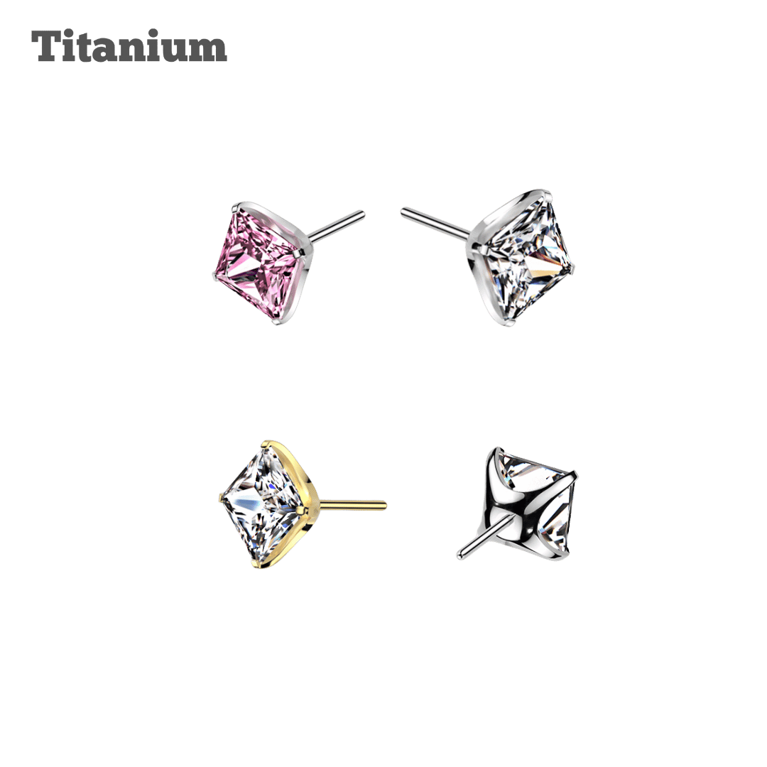 Titanium Square Gem Threadless Top