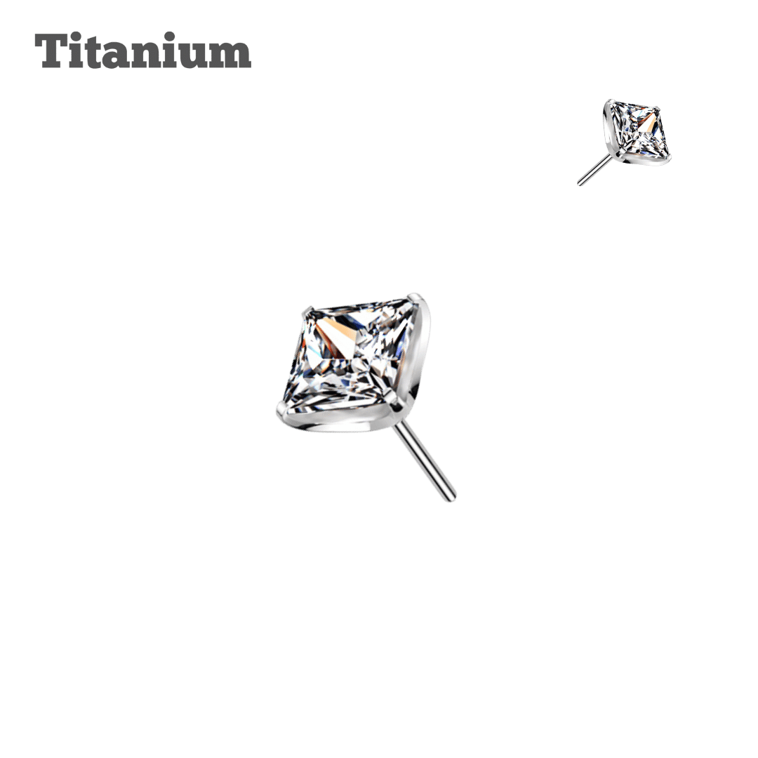 Titanium Square Gem Threadless Top