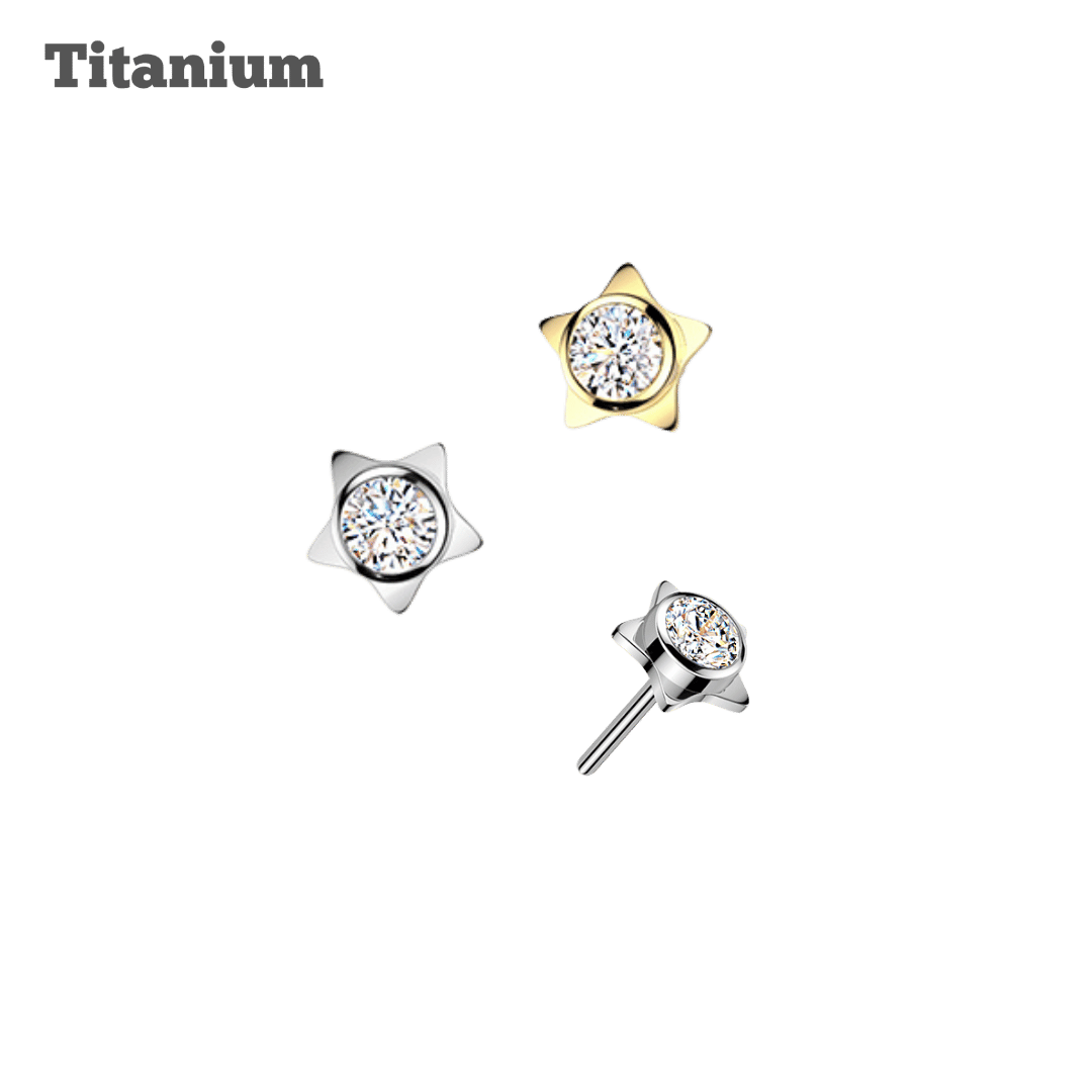 Titanium Star with Bezeled Gem Threadless Top