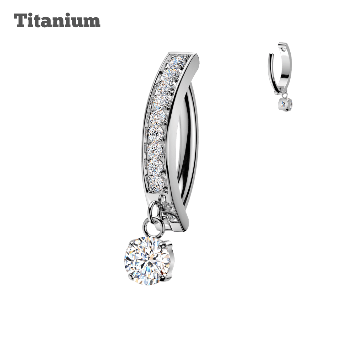Titanium Studded with Dangling Belly Clicker