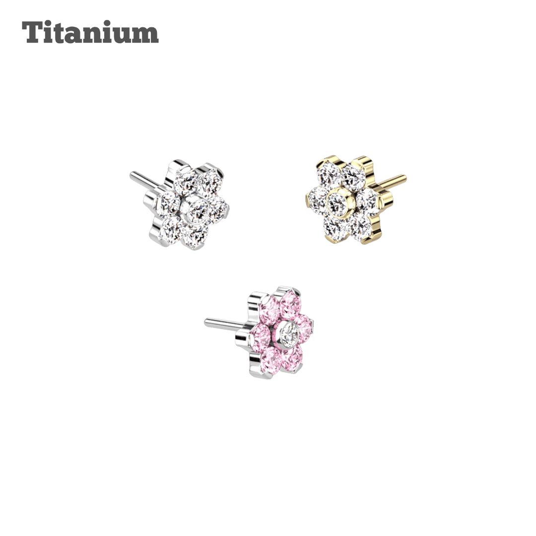 4mm Flower Gem Titanium Threadless Top