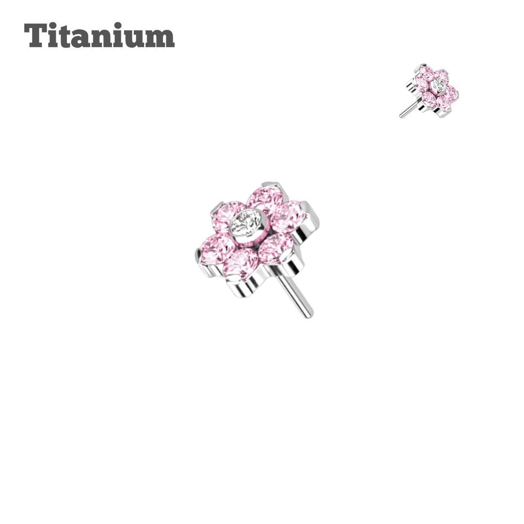 4mm Flower Gem Titanium Threadless Top
