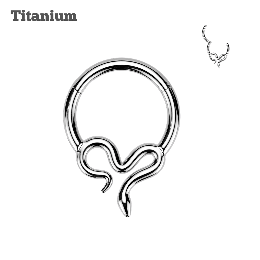 Titanium Plain Slithering Hinged Hoop