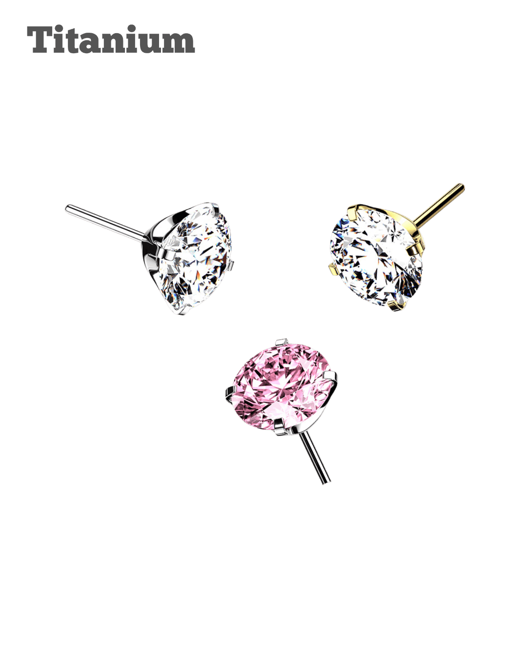 Pronged Gem Titanium Threadless Top