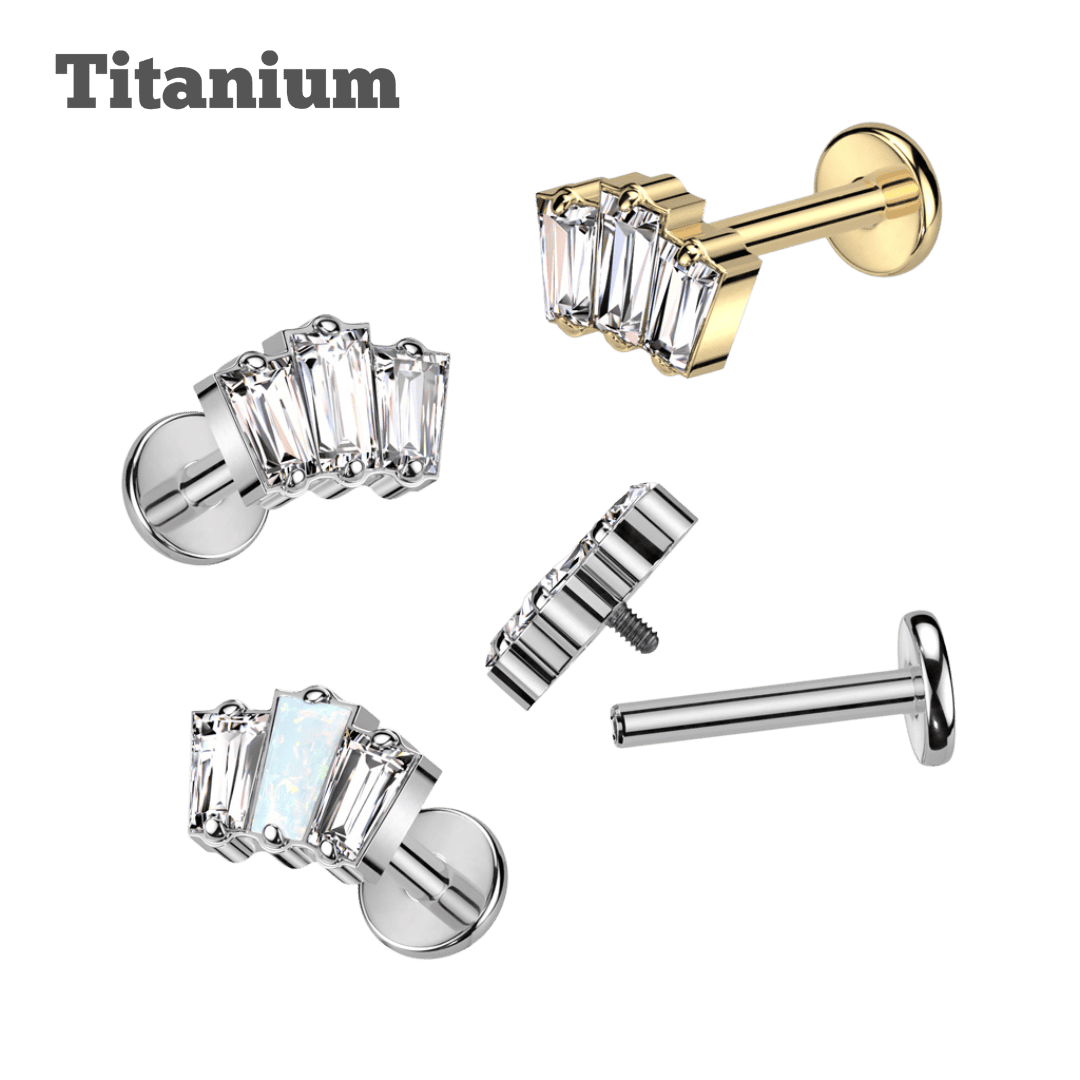 tiara titanium threaded labret ear piercing jewelry