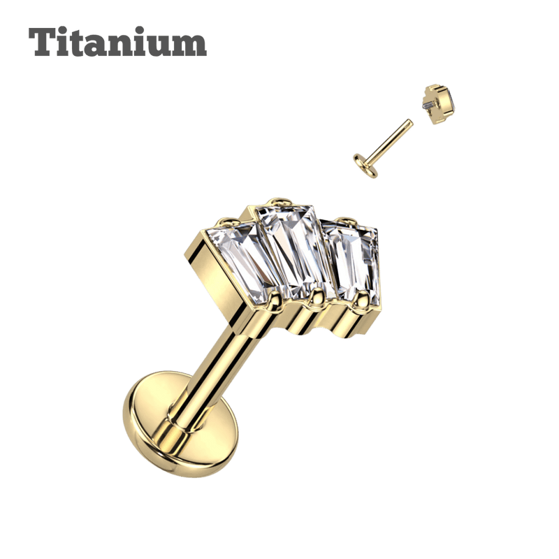 titanium tiara design threaded labret gold color