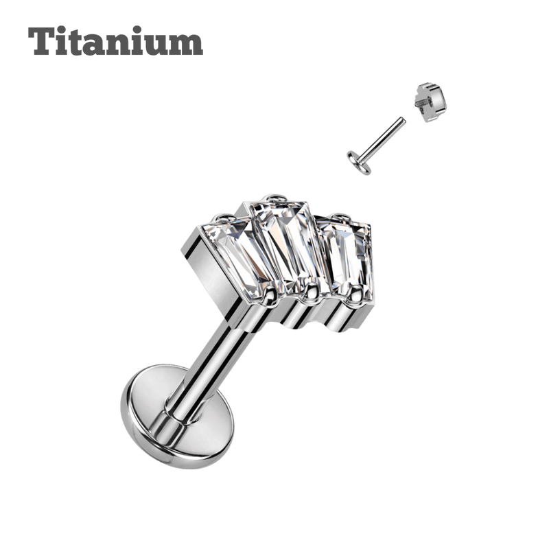 steel color titanium tiara design threaded labret earring