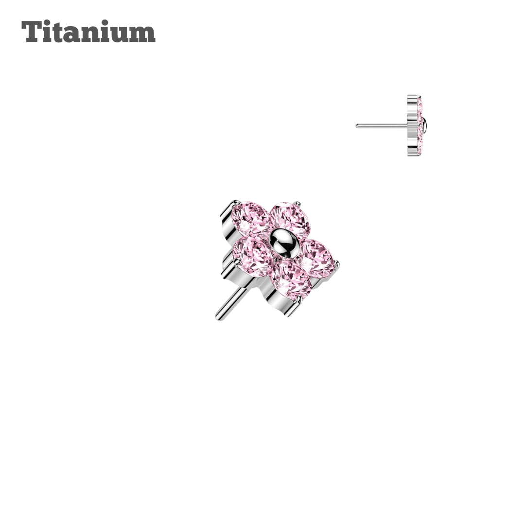 Titanium 5mm Flower Threadless Top