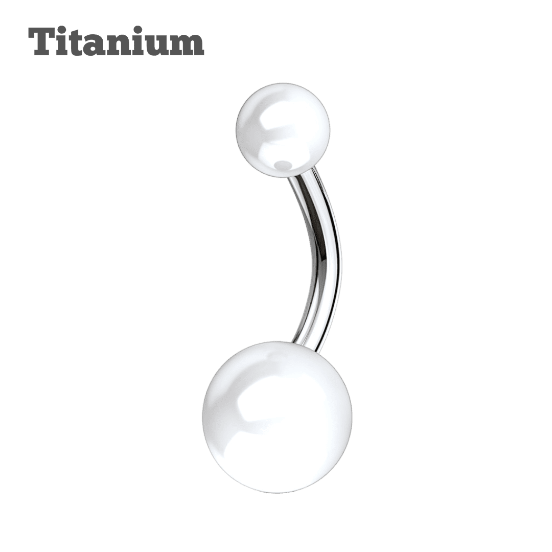white acrylic ball ends titanium belly barbell