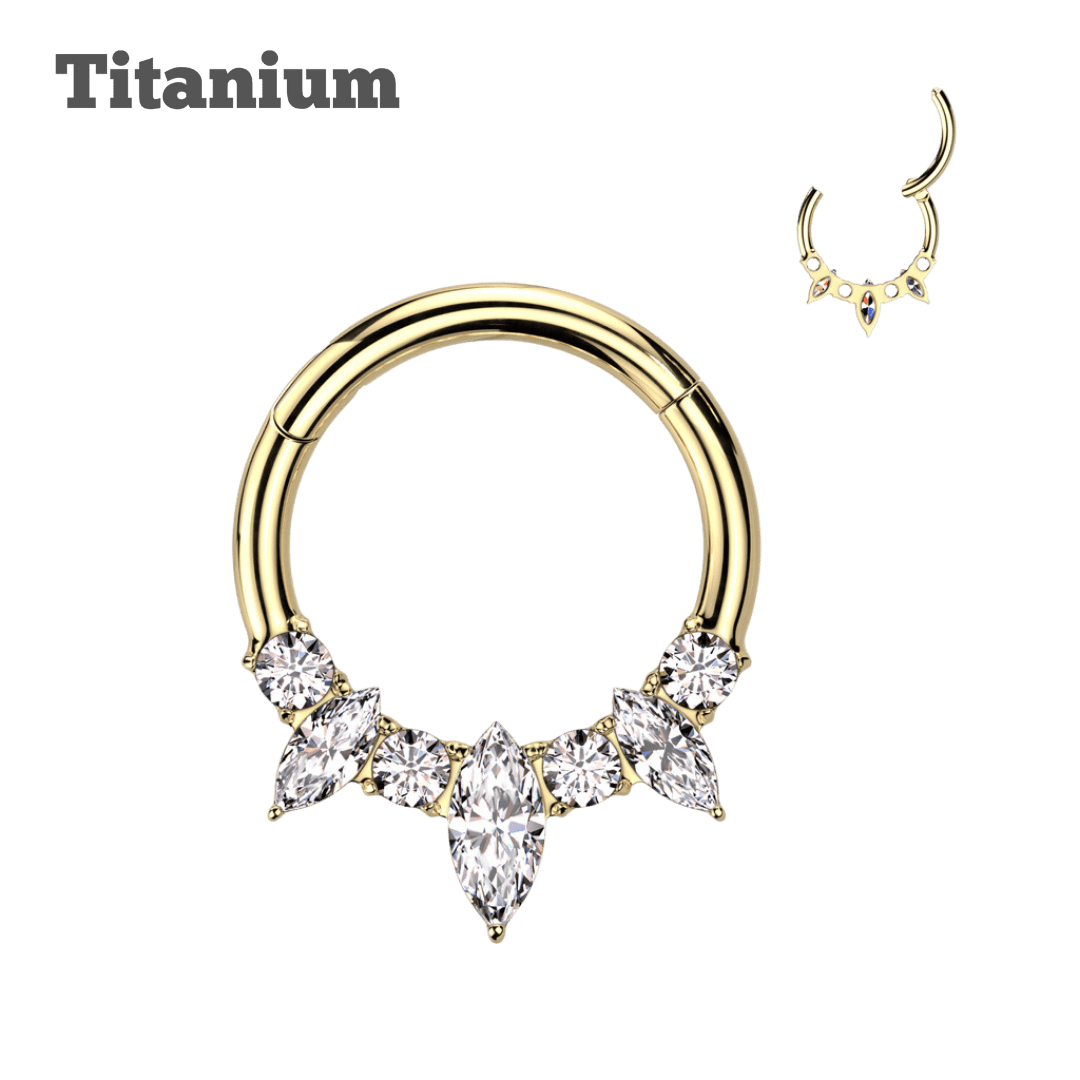 gold color titanium arabelle hinged hoop earring